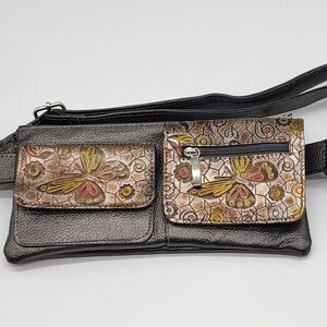 NWOT Waist Bag Fanny Pack Metallic Hand-Painted Leather